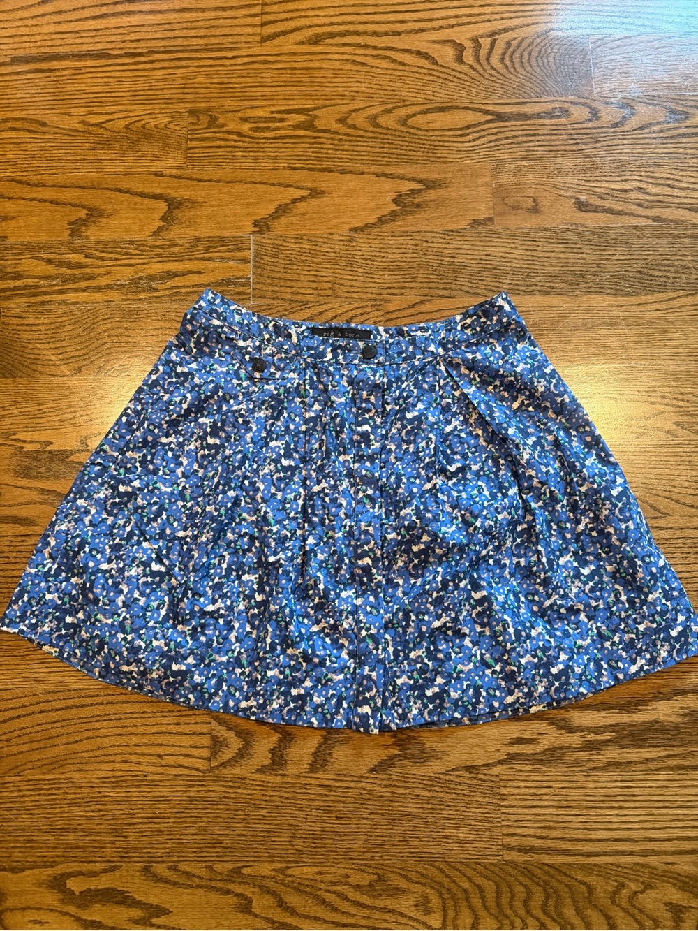 rag & bone Blue Multi Floral Skater Skirt